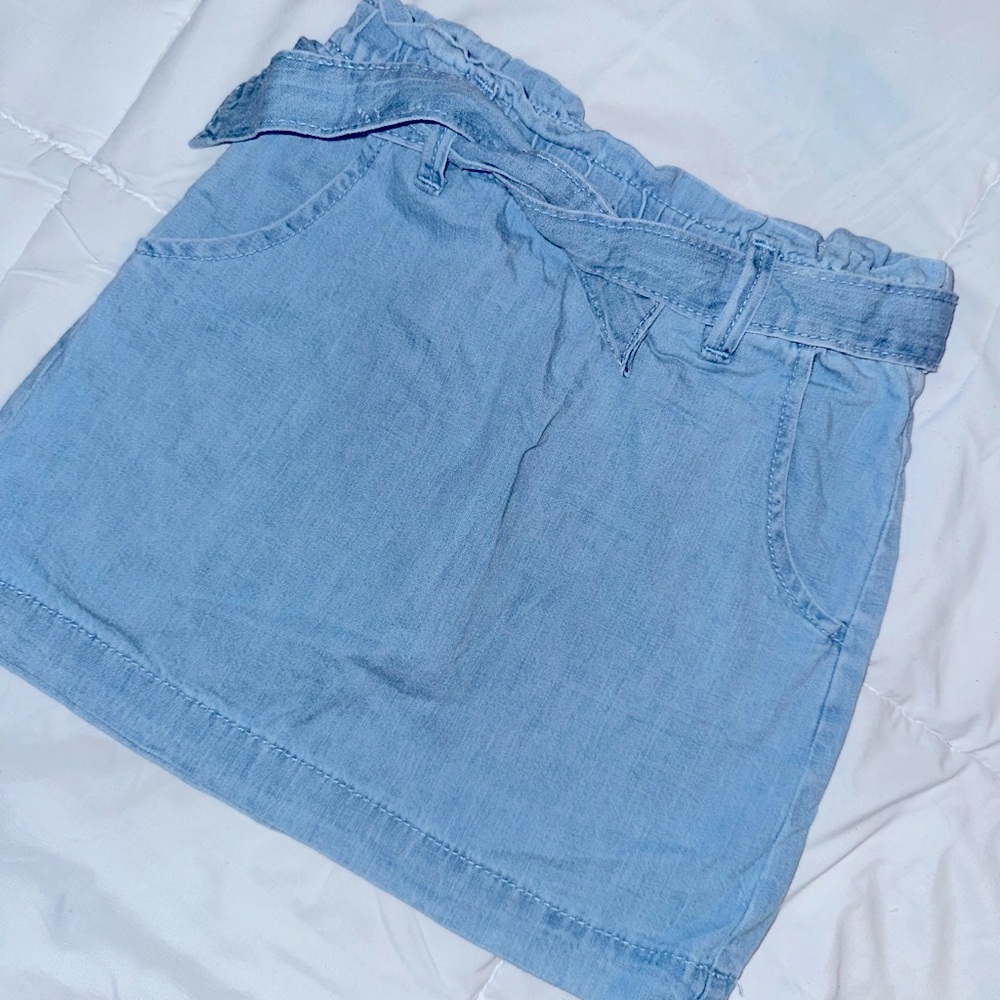 Cat & Jack Girls' Tie Waist Pull-On Jeans Skirt Light Wash - Size S 6/6X